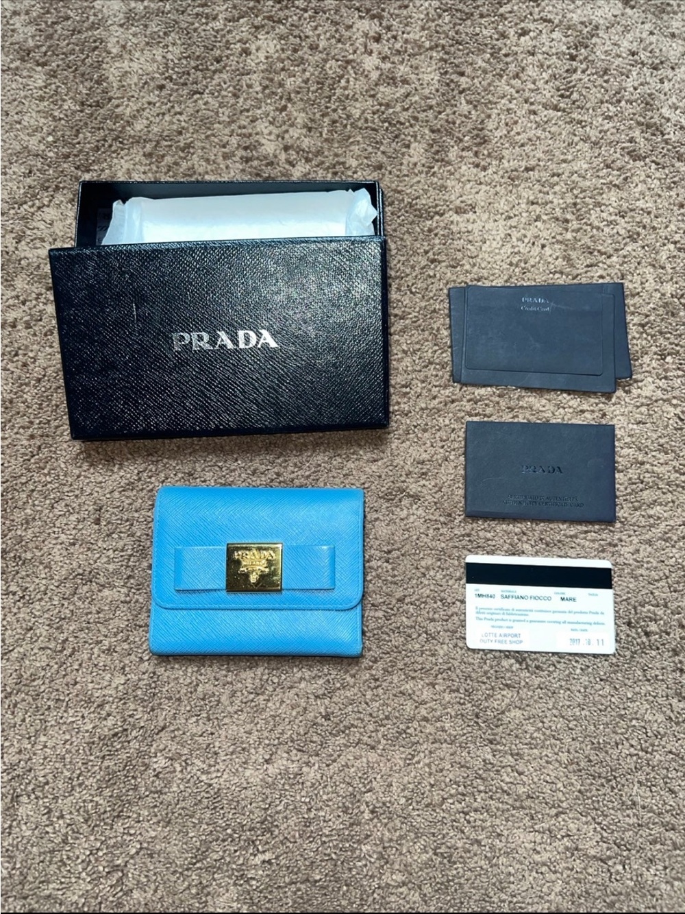 Prada Light Blue Ribbon Wallet